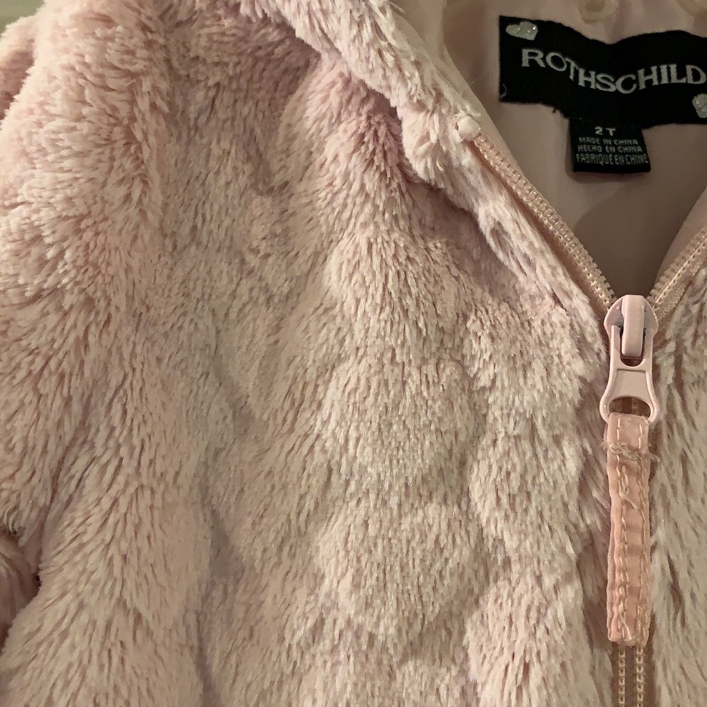 Faux Fur Hooded Pink Hearts Jacket